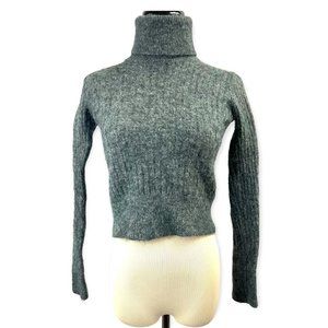 Zara Grey Heather Thick Knit Cropped Turtle Neck Top Sz. S